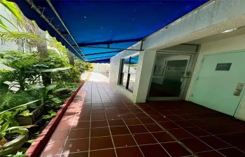 Entry to elevator, mail room, and stairwell.