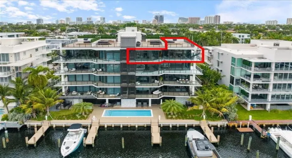 Aerial view of Penthouse South at Casa Murano