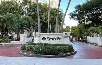 PLAZA OF THE AMERICAS SIGN AT ENTRANCE , SECURITY